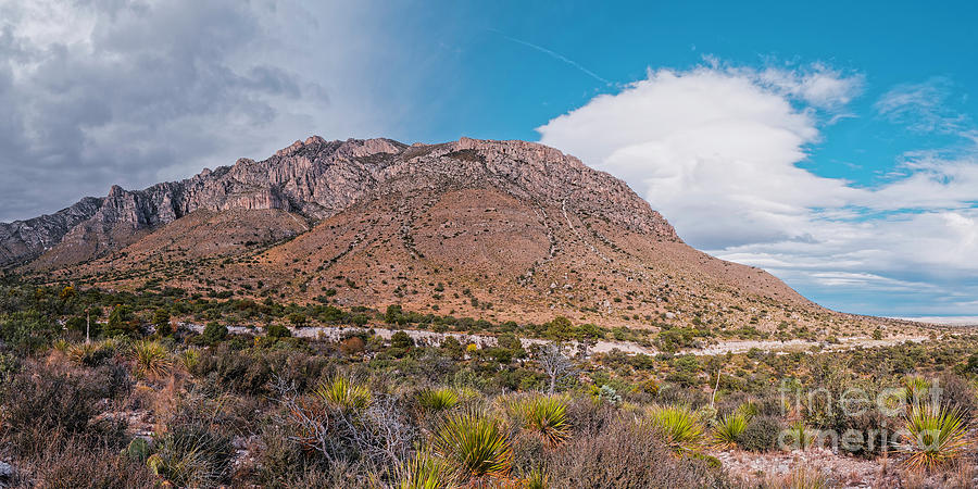 Panorama of Hunter Peak and Pine Springs - West Texas Guadalupe Mountains National Park Photograph by Silvio Ligutti