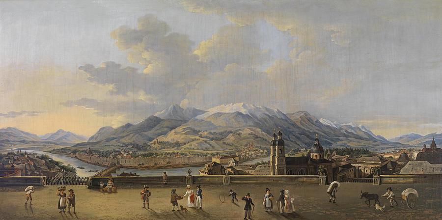 Tree Painting - Panorama of Innsbruck  seen from the city tower by After Friedrich Rehberg