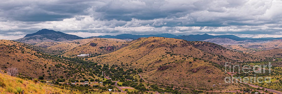 Panorama of Keesey and Limpia Canyon and Indian Lodge at Davis Mountains State Park - West Texas  Photograph by Silvio Ligutti
