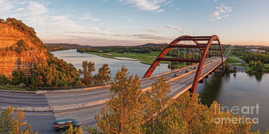 Panorama of Lake Austin and Texas Hill Country from Highway 360 Overlook - Austin Texas Photograph by Silvio Ligutti