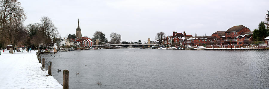 Panorama of Marlow Bridge in Winter Photograph by Chris Day