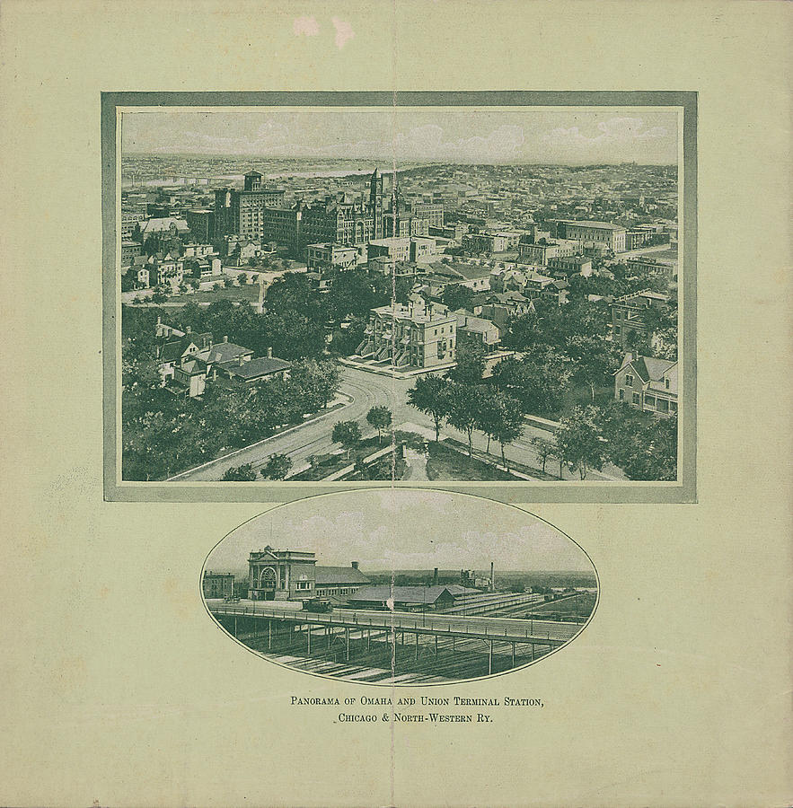 Panorama of Omaha and Union Terminal From Across Picturesque Illinois and Iowa Photograph by Chicago and North Western Historical Society