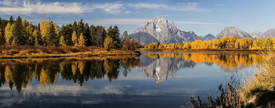 Panorama of Oxbow Bend Autumn in GTNP Photograph by Vishwanath Bhat