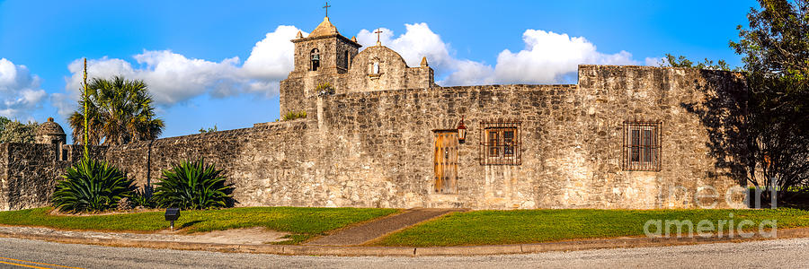 Bend Photograph - Panorama of Presidio La Bahia Museum and Loreto Chapel in Goliad - Texas Coastal Bend by Silvio Ligutti