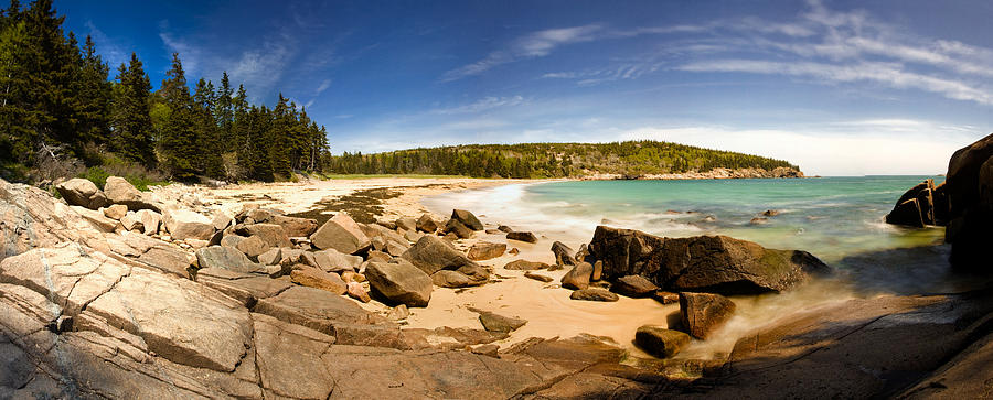 Acadia National Park Photograph - Panorama of Sand Beach at Acadia by Brent L Ander