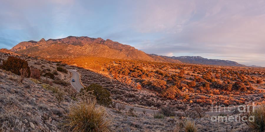 Albuquerque Photograph - Panorama of Sandia Mountains at Sunset - Albuquerque New Mexico by Silvio Ligutti