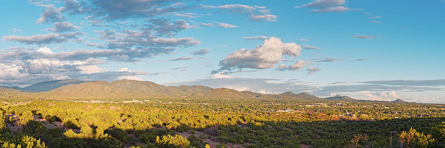 Panorama of Santa Fe and Sangre de Cristo Mountains - New Mexico Land of Enchantment Photograph by Silvio Ligutti