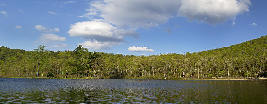 Nature Photograph - Panorama of Sherando Lake - Virginia by Brendan Reals