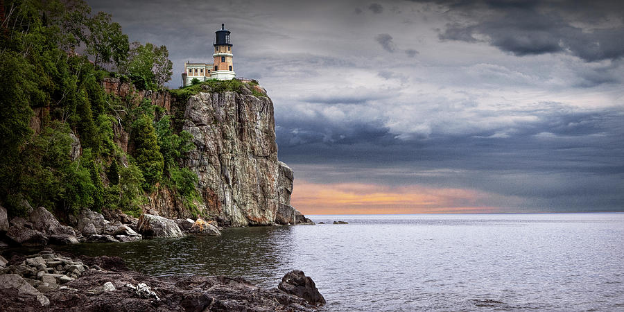 Panorama of Split Rock Lighthouse at Sunrise Photograph by Randall Nyhof
