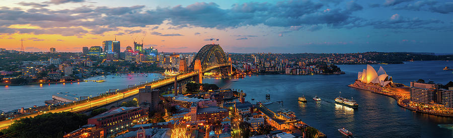 Panorama of Sydney harbour and bridge in Sydney city Photograph by Anek Suwannaphoom
