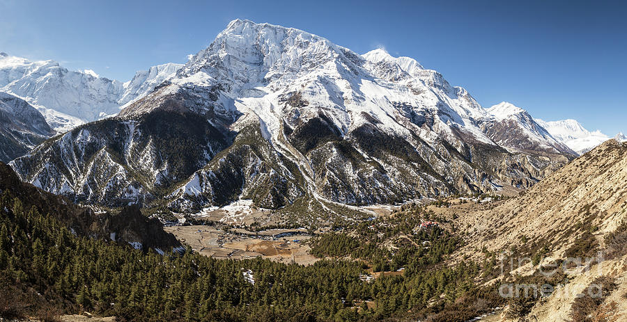 Panorama of the Annapurna III summit in the Himalayas in Nepal Photograph by Didier Marti