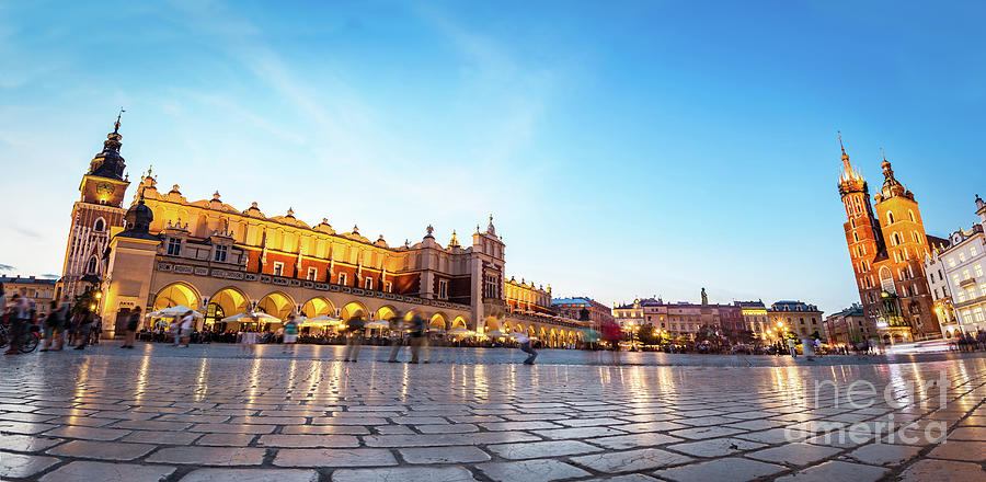 Panorama of the main old town market of Cracow Photograph by Michal Bednarek