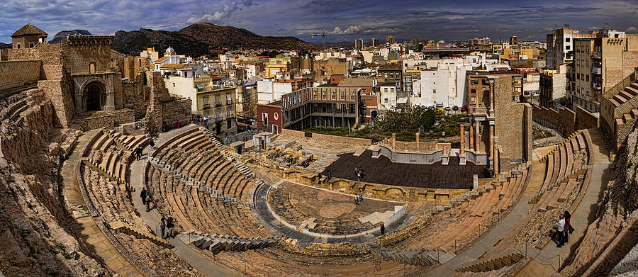 Architecture Photograph - Panorama of the Roman Forum in Cartagena Spain by David Smith