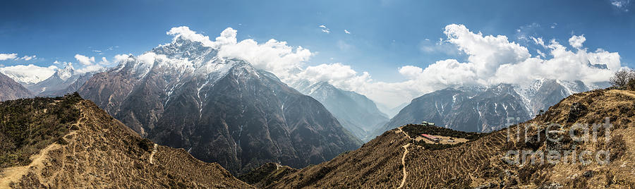 Panorama of the valley above Namche Bazaar Photograph by Didier Marti