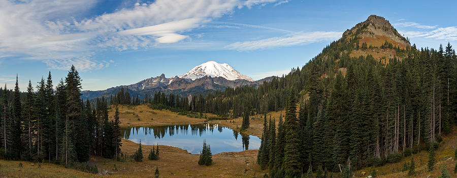 Panorama of Tipsoo Lake Photograph by Michael Russell