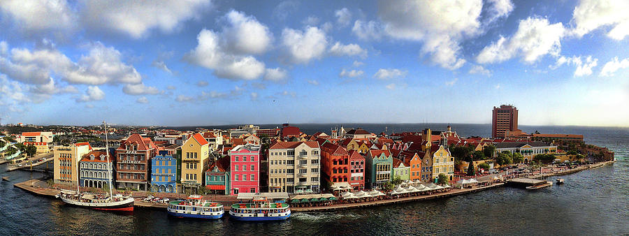 Architecture Photograph - Panorama of Willemstad Harbor Curacao by David Smith