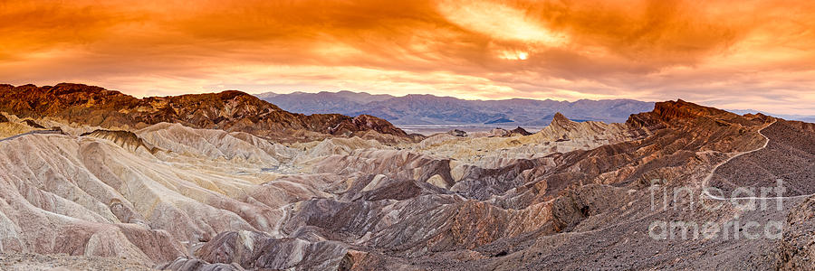 Panorama of Zabriskie Point Manly Beacon in Death Valley National Park - Inyo County California Photograph by Silvio Ligutti