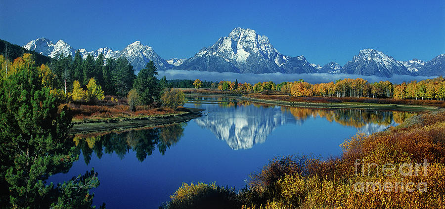 Panorama Oxbow Bend Grand Tetons National Park Wyoming Photograph by Dave Welling