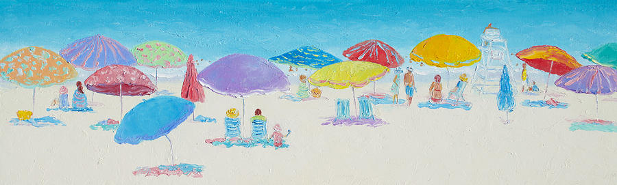 Panorama Painting Of Main Beach East Hampton Painting by Jan Matson