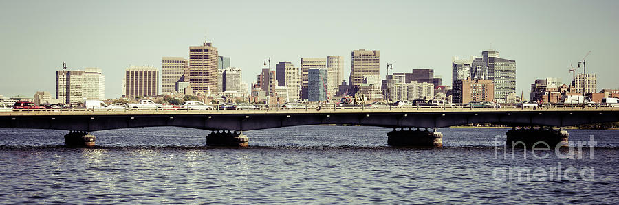 Panorama Photo of Boston Skyline and Harvard Bridge Photograph by Paul Velgos