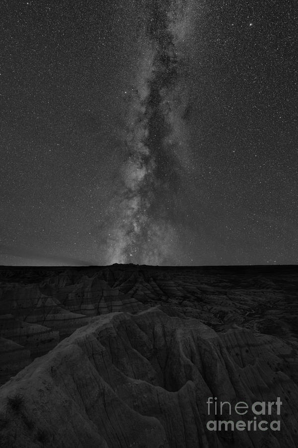 Panorama Point Milky Way Badlands BW Photograph by Michael Ver Sprill