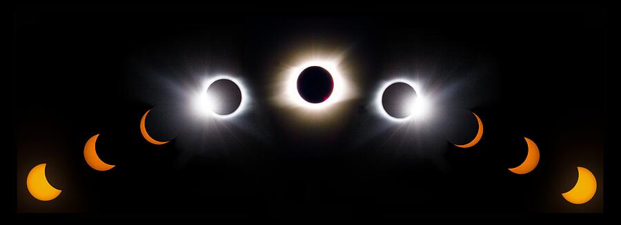 Panorama Total Eclipse T Shirt Art Phases  Photograph by Debra and Dave Vanderlaan