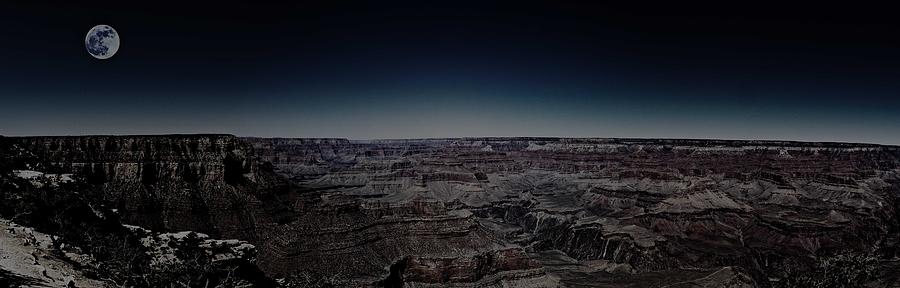 Panorama View of Grand Canyon at night Painting by Celestial Images