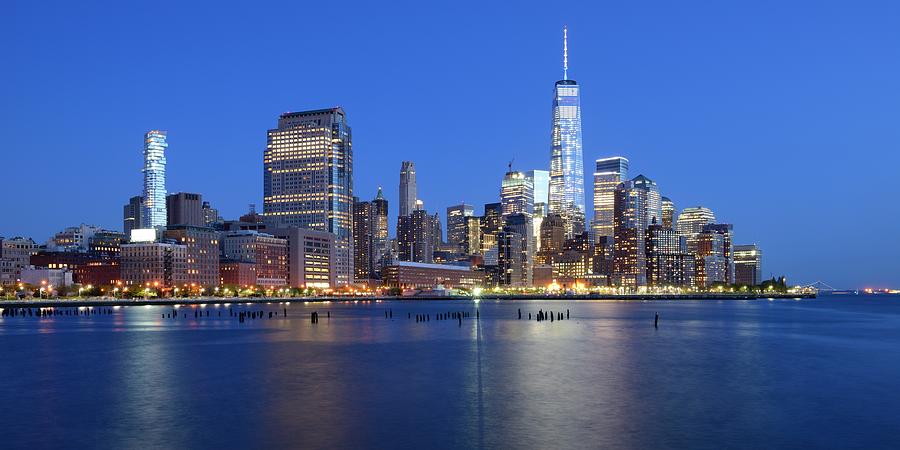 Panorama wonderful New York city skyline in the evening - Lower Manhattan Photograph by Merijn Van der Vliet