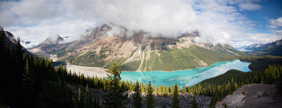 Banff National Park Photograph - Panoramic Aerial View of Peyto Lake by George Oze