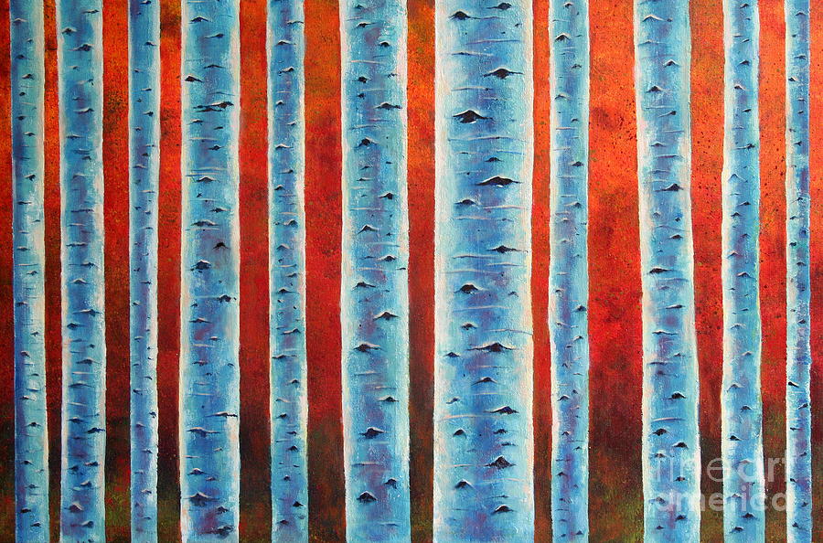 Aspen Trees Painting - Panoramic Aspen Trees by Gabriela Valencia
