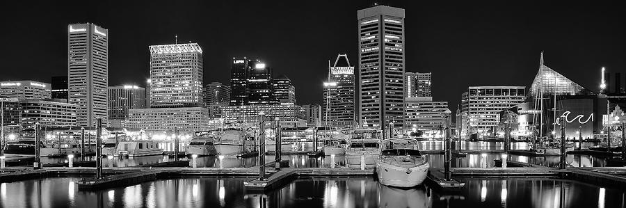 Panoramic Baltimore in Black and White Photograph by Frozen in Time Fine Art Photography