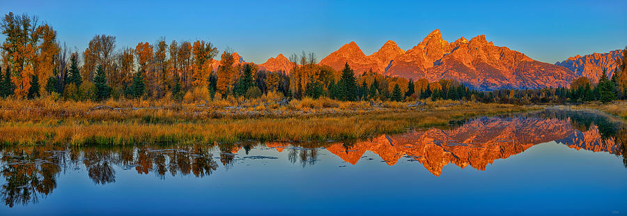 Panoramic Dawn at Schwabacher Landing Photograph by Greg Norrell