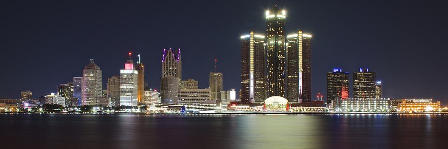 Panoramic Detroit Night Photograph by Frozen in Time Fine Art Photography