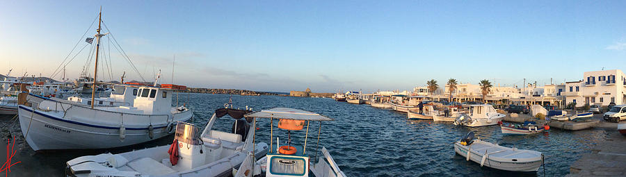 Boat Photograph - Panoramic Harbour Naoussa Paros Island by Colette V Hera Guggenheim