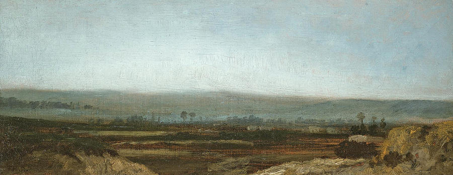 Panoramic landscape of the surroundings of Paris Painting by Theodore Rousseau