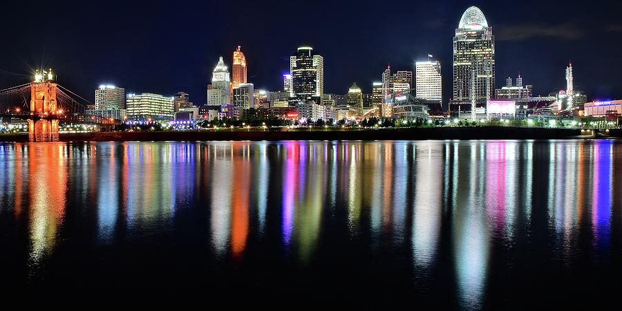 Panoramic Lights  in Cincinnati 2017 Photograph by Frozen in Time Fine Art Photography