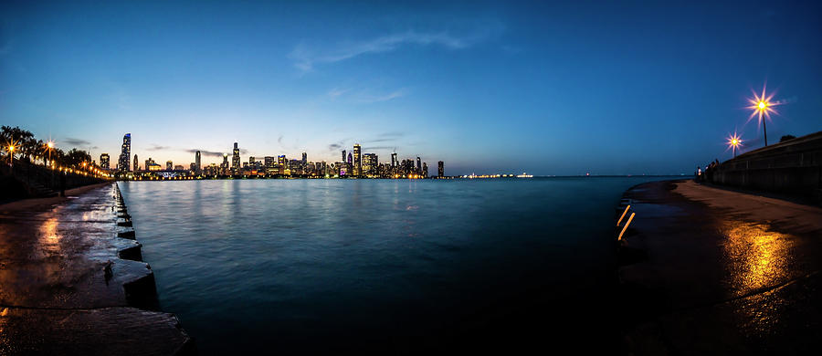 Panoramic look at the Chicago Skyline at dusk  Photograph by Sven Brogren