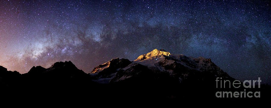 Panoramic of Milky Way Setting Above Mt Huayna Potosi Bolivia Photograph by James Brunker