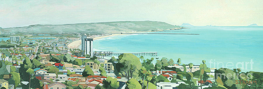 Pacific Beach Panoramic San Diego California Painting by Paul Strahm
