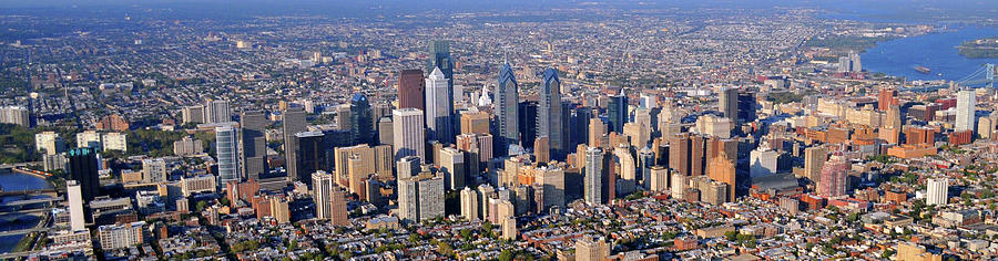 Panoramic Philly Skyline Aerial Photograph Photograph by Duncan Pearson
