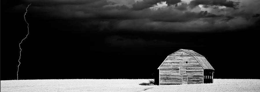Panoramic Prairie Storm and Barn Photograph by Mark Duffy