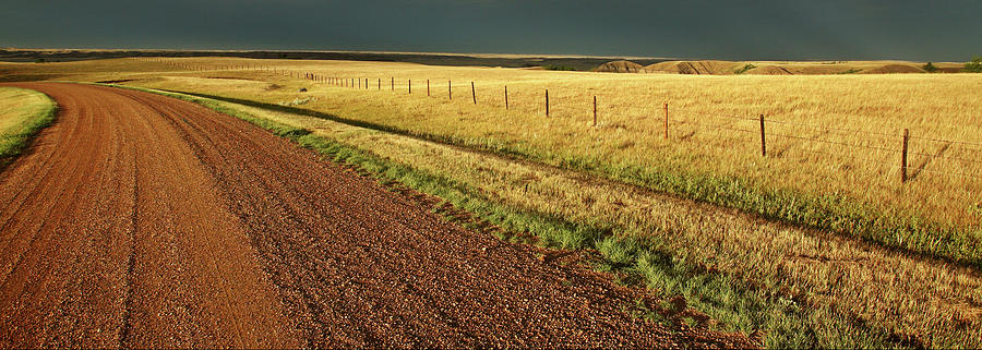 Panoramic Prairie Storm Canada at Sunset Digital Art by Mark Duffy