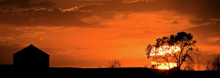 Nature Digital Art - Panoramic Prairie Sunset by Mark Duffy