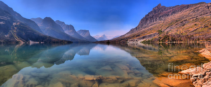 Panoramic Reflections In St. Mary Lake Photograph by Adam Jewell
