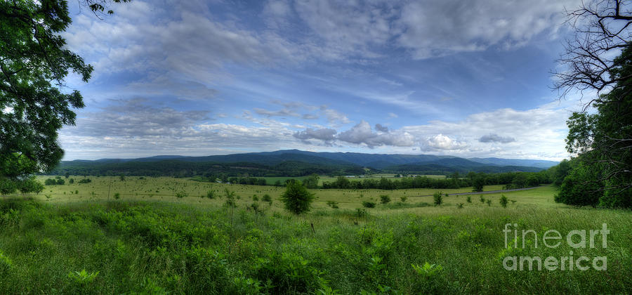 Panoramic scenic of farmland along the South branch of the Potomac Photograph by Dan Friend