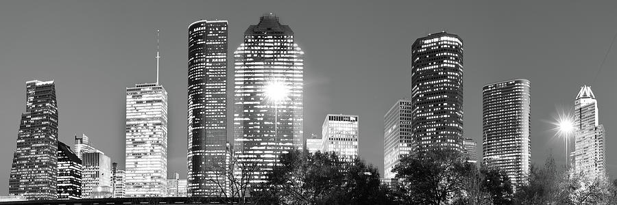 Panoramic Skyline of Houston Texas - Black and White Photograph by ...