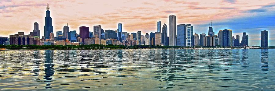 Panoramic Sundown in the Windy City Photograph by Frozen in Time Fine Art Photography