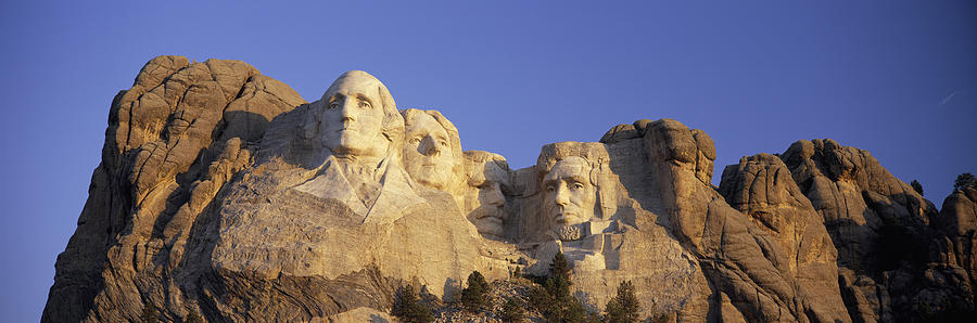 George Washington Photograph - Panoramic Sunrise View On Presidents by Panoramic Images