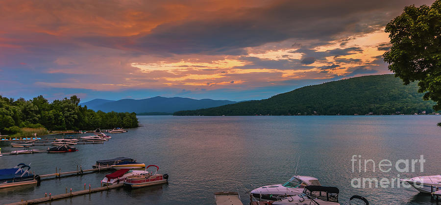 Panoramic sunset at Lake George Photograph by Claudia M Photography