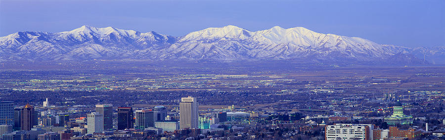 Panoramic Sunset Of Salt Lake City Photograph by Panoramic Images